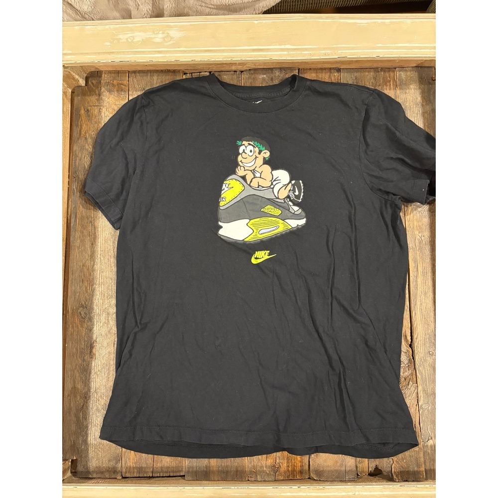 Nike Mens Air Max 90 Graphic T-Shirt Black Neon Yellow Large